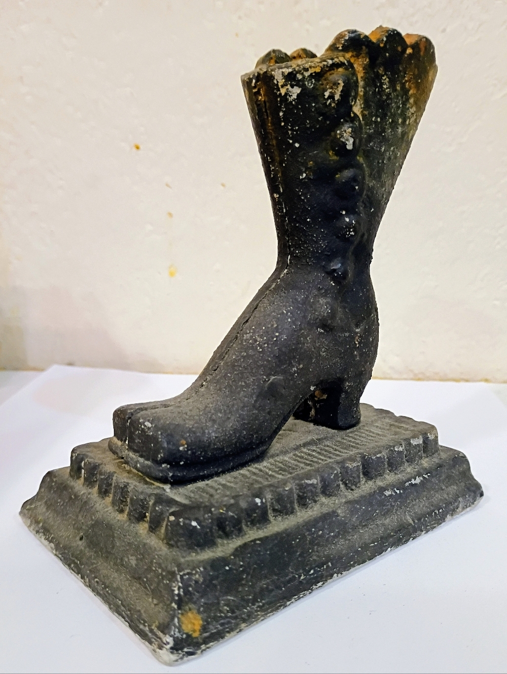 Vintage Cast Iron Victorian Boot Match Holder And Striker